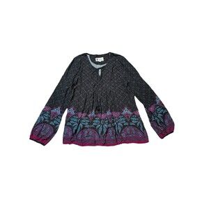 Outback Trading Co. Women’s Long Sleeve Celia Blouse Tie in Front Paisley NWOT